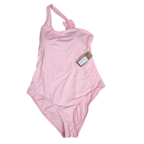 Cremieux Womens One Shoulder Bow Pink Swimsuit Sz L Pastel Barbiecore Soft Girl - Picture 2 of 14